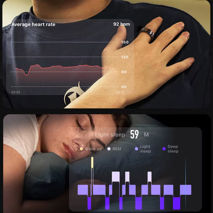 R04 Smart Ring Multifunction 5ATM Waterproof Ring Health Manager Sleep Monitor Heart Rate Blood Oxygen Monitoring for Men Women